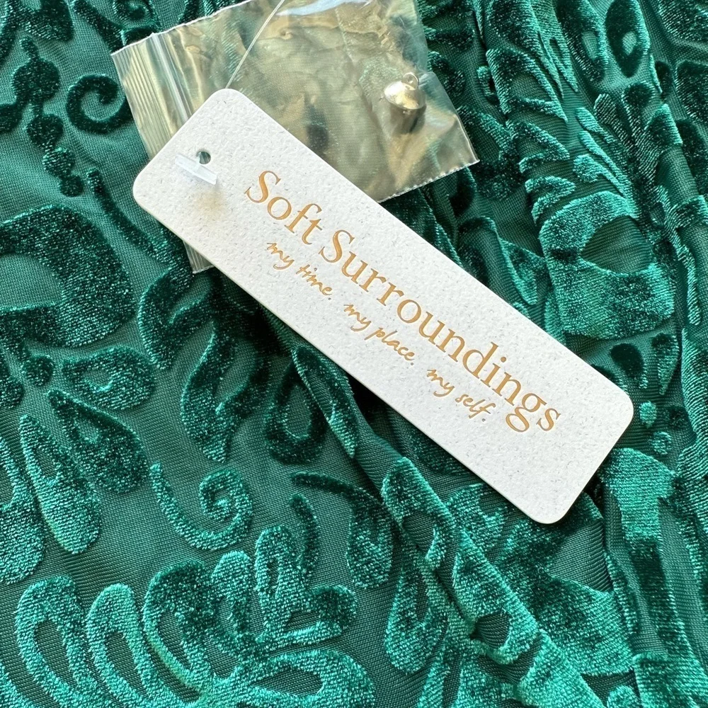 SOFT Surroundings Size Small Velvet Green Turtleneck Long sleeve Top NWT - Picture 4 of 11